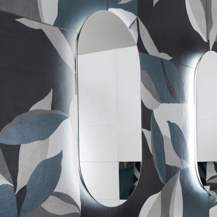 Polished Wire Mirror of Irregular Shape Backlit Made in Italy - Study Viadurini