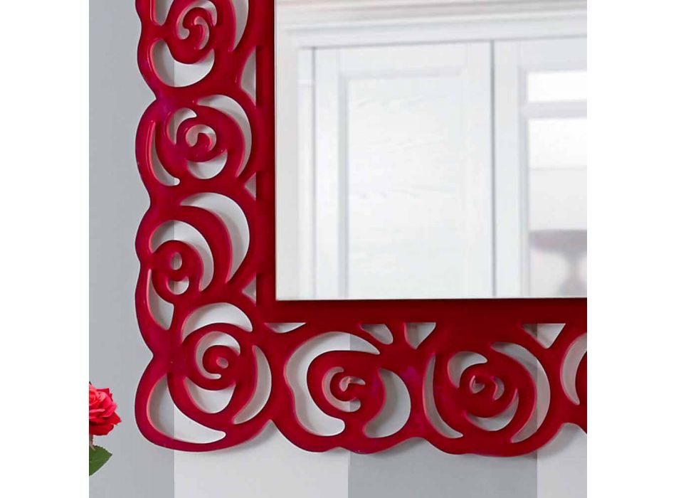 Large Modern Design Wall Mirror in Red Plexiglass - Rosalinda Viadurini