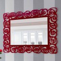 Large Modern Design Wall Mirror in Red Plexiglass - Rosalinda