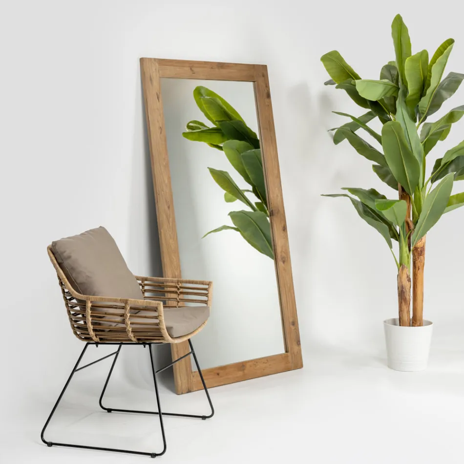 Brushed Aged Natural Pine Wood Mirror - Acerno Viadurini