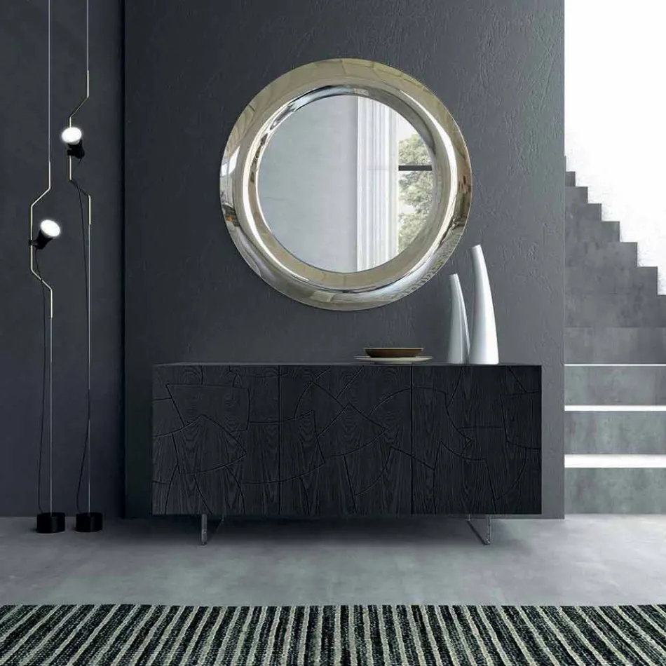 Modern Mirror in Mirrored Crystal Finish Made in Italy - Stilla Viadurini
