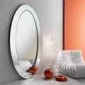 Modern Oval Free Standing Mirror with Inclined Frame Made in Italy - Salamina