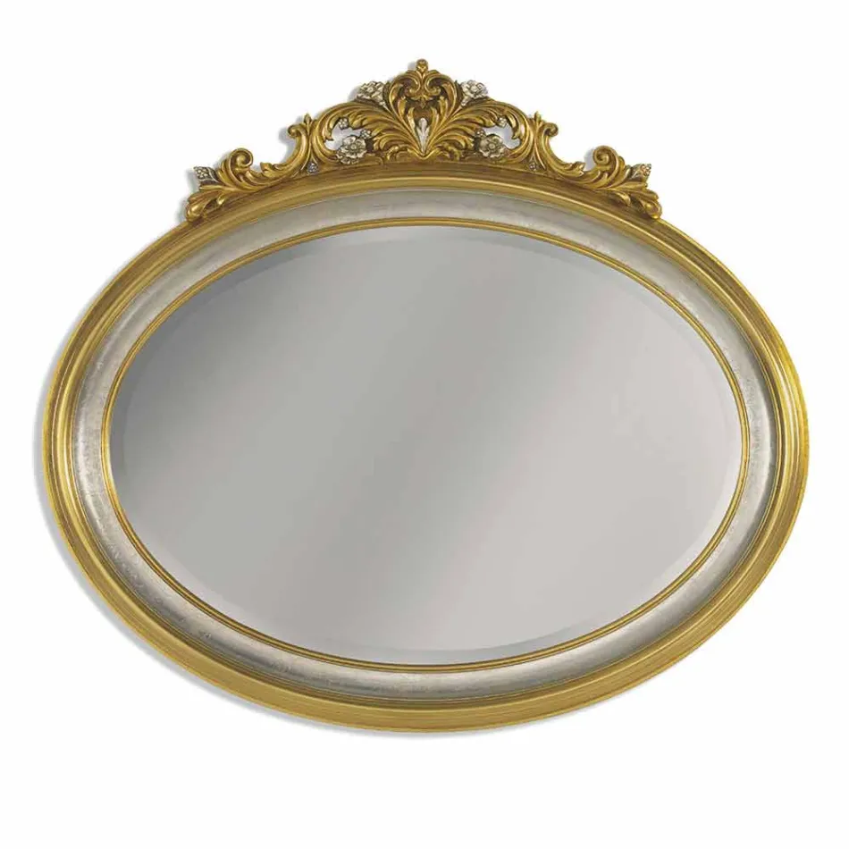 Mirror wall frieze resin and fir wood made in Italy Alberto Viadurini