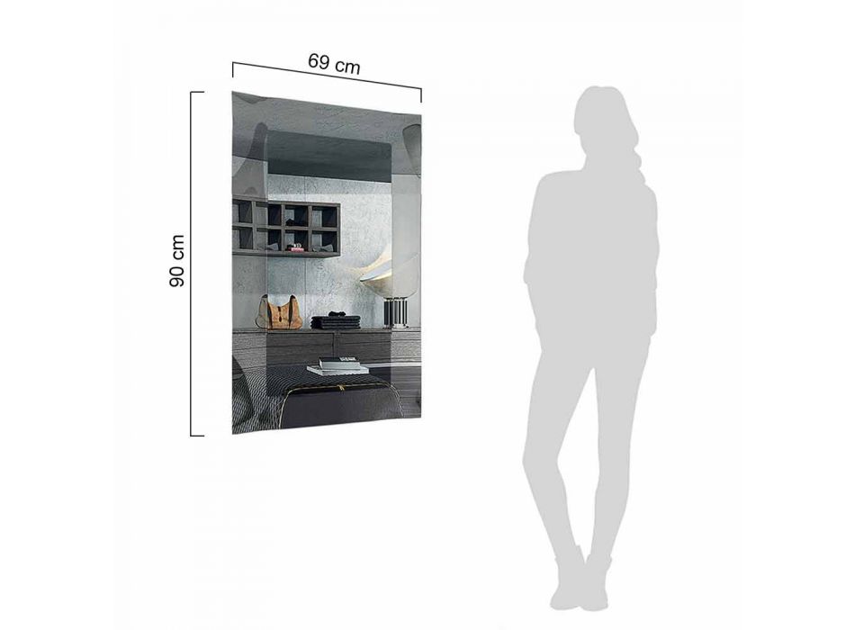 Design Rectangular Mirror with Glass Frame Made in Italy - Eclisse Viadurini