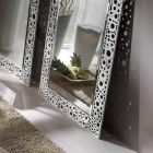 Rectangular Mirror in Silver and Black Leaf Made in Italy - Acca Viadurini