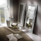 Rectangular Mirror in Silver and Black Leaf Made in Italy - Acca Viadurini