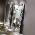 Rectangular Mirror in Silver and Black Leaf Made in Italy - Acca