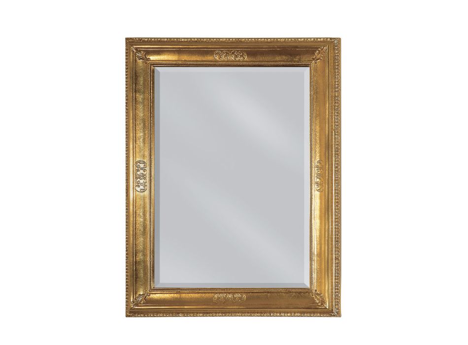 Rectangular Mirror in Lightly Antiqued Gold Leaf Made in Italy - Abeona Viadurini