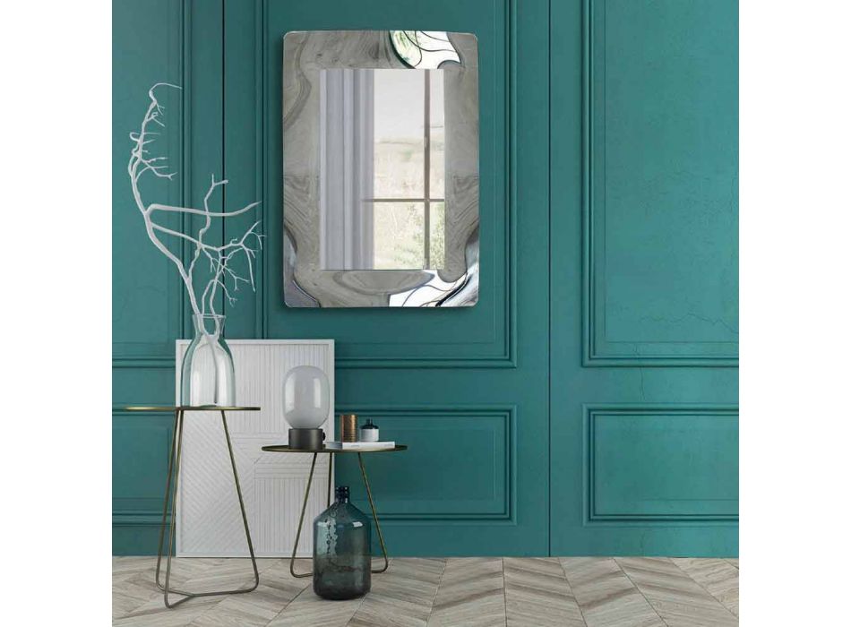 Modern Rectangular Mirror with Curved Glass Frame Made in Italy - Vira Viadurini