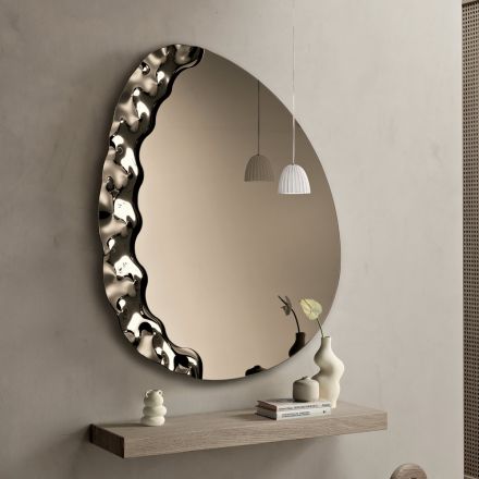 Shaped Mirror with Mottled Glass Insert Made in Italy - Amata Viadurini
