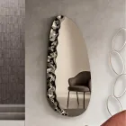 Shaped Mirror with Mottled Glass Insert Made in Italy - Amata Viadurini