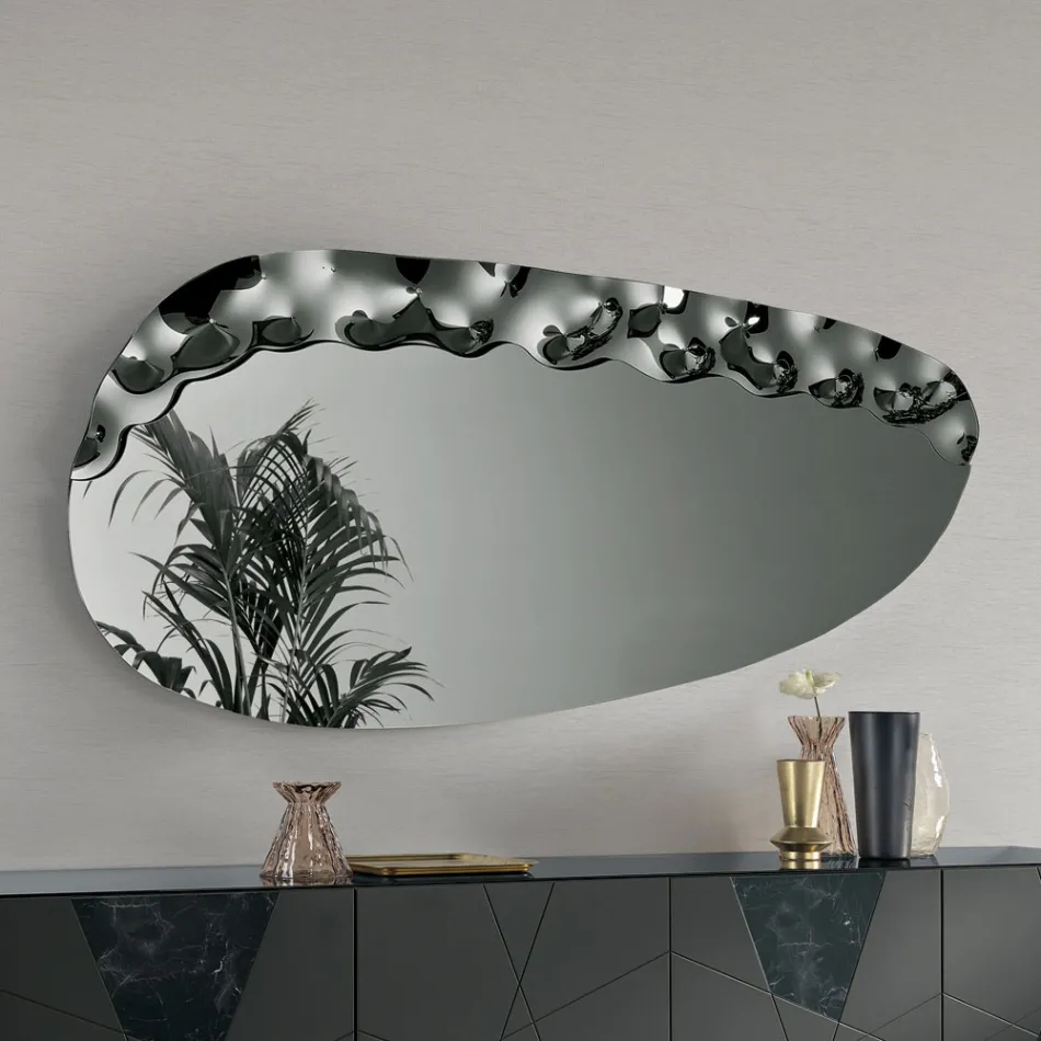 Shaped Mirror with Mottled Glass Insert Made in Italy - Amata Viadurini