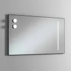 Wall Mirror with 2 Bulbs and Black Aluminum Frame Made in Italy - Frame Viadurini