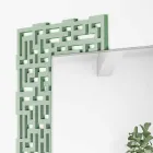 Modern Design Square Wall Mirror in Decorated Green Wood - Labyrinth Viadurini