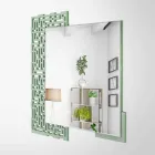 Modern Design Square Wall Mirror in Decorated Green Wood - Labyrinth Viadurini