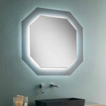 Modern Design Wall Mirror with Glass Frame and Integrated Led - Vitozzo