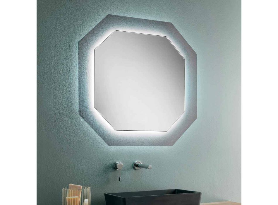 Modern Design Wall Mirror with Glass Frame and Integrated Led - Vitozzo