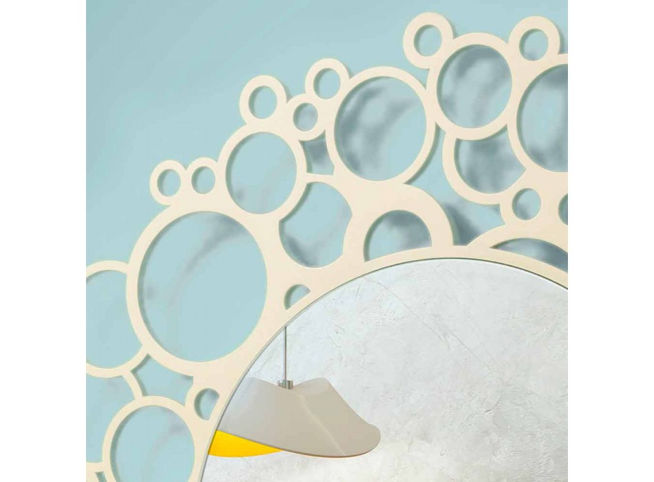 Round Wall Mirror in Brown Wood of Modern Design with Frame - Bombo Viadurini