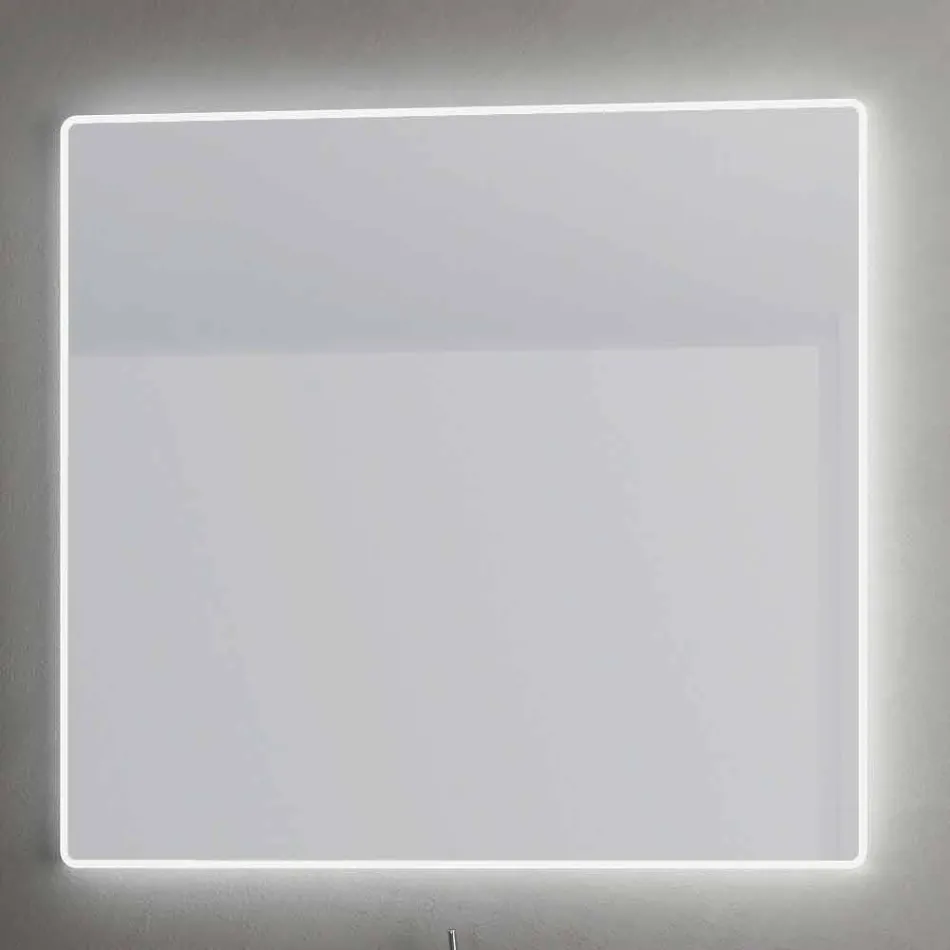 Wall mirror with satin edges, LED illumination, Tessa Viadurini