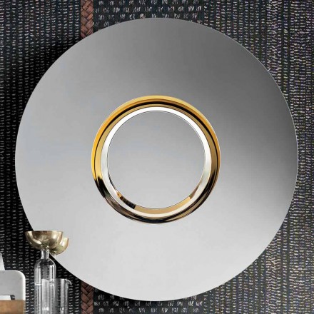 Round Design Wall Mirror with Golden Metal with Centerpiece - Merale Viadurini