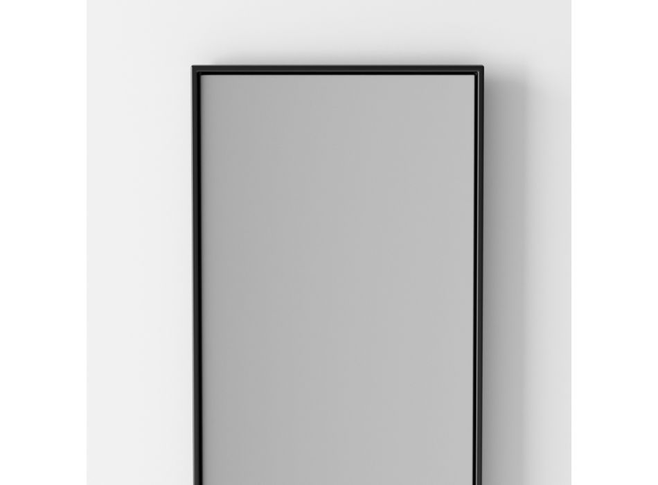 Backlit Rectangular Wall Mirror with Black Frame Made in Italy - Riflessi Viadurini