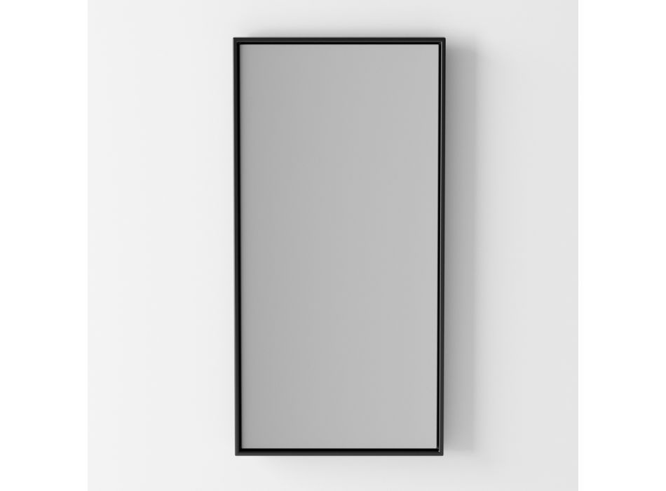 Backlit Rectangular Wall Mirror with Black Frame Made in Italy - Riflessi Viadurini