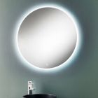 Round Wall Mirror with Sandblasted Edge and LED Backlighting - Button Viadurini