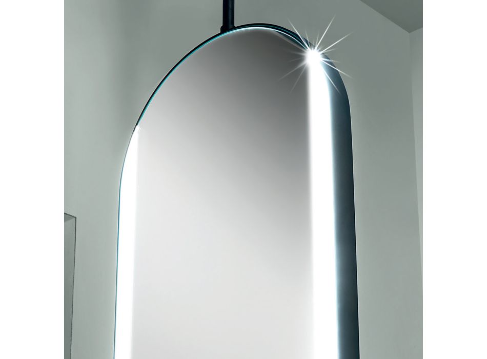 Hanging Metal Mirror with Optional Light Made in Italy - Amadeus Viadurini