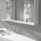Wall Bathroom Mirror with LED Light and Wooden Frame Made in Italy - Geppio Viadurini