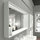 Wall Bathroom Mirror with LED Light and Wooden Frame Made in Italy - Geppio Viadurini