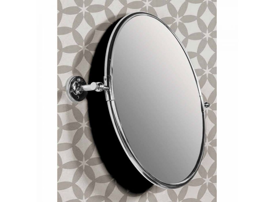 Wall Bathroom Mirror with Chrome Brass Frame - Rondello Viadurini
