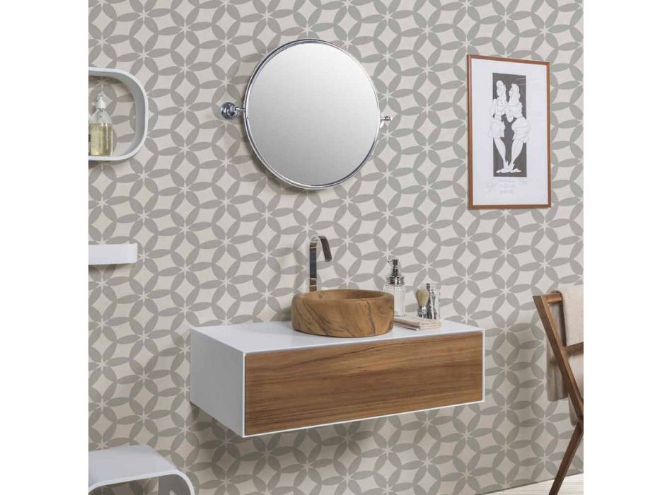 Wall Bathroom Mirror with Chrome Brass Frame - Rondello Viadurini