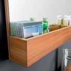 Wall Bathroom Mirror in Natural Teak with Storage Compartment - Palima Viadurini
