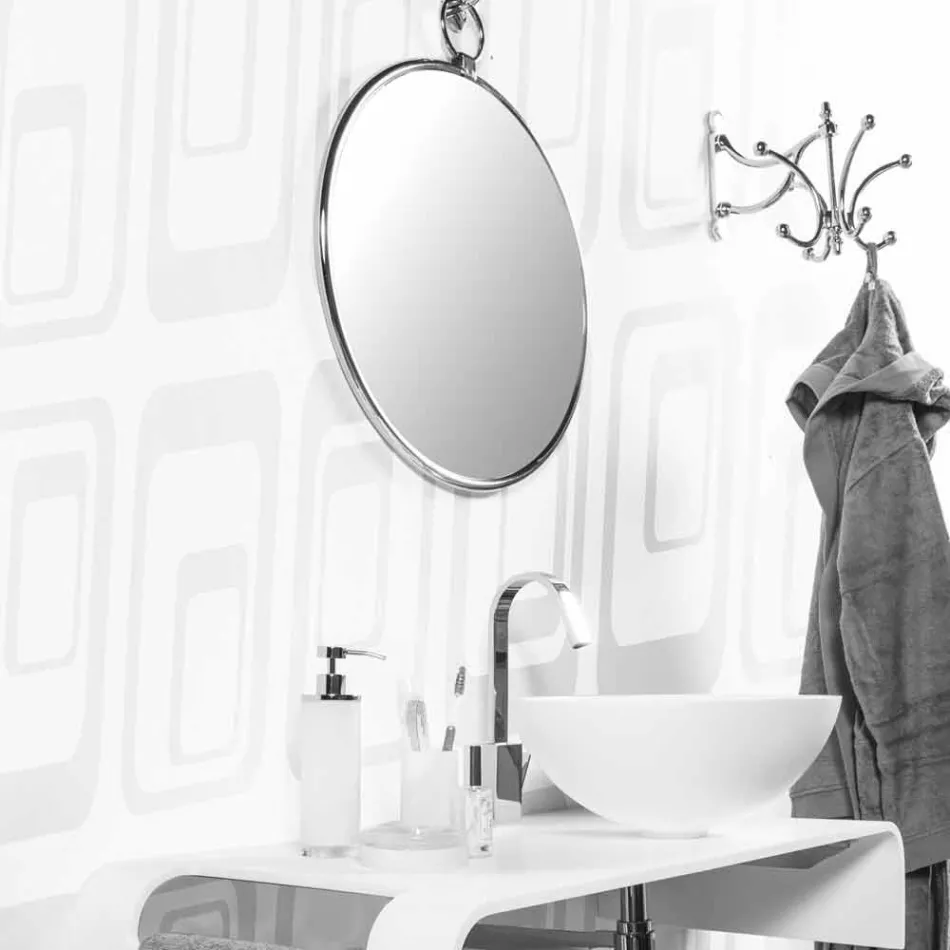 Round Wall Bathroom Mirror in Chrome Ottome with Aged Back - June Viadurini