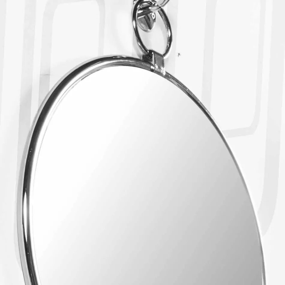 Round Wall Bathroom Mirror in Chrome Ottome with Aged Back - June Viadurini