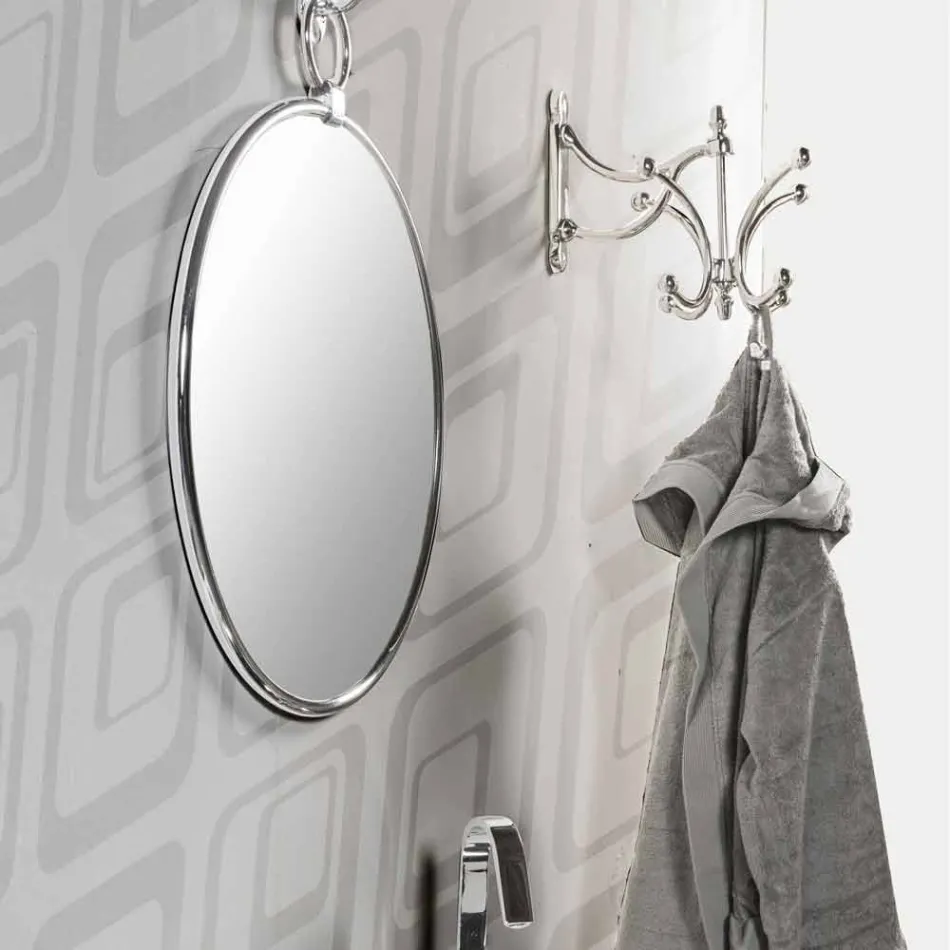Round Wall Bathroom Mirror in Chrome Ottome with Aged Back - June Viadurini