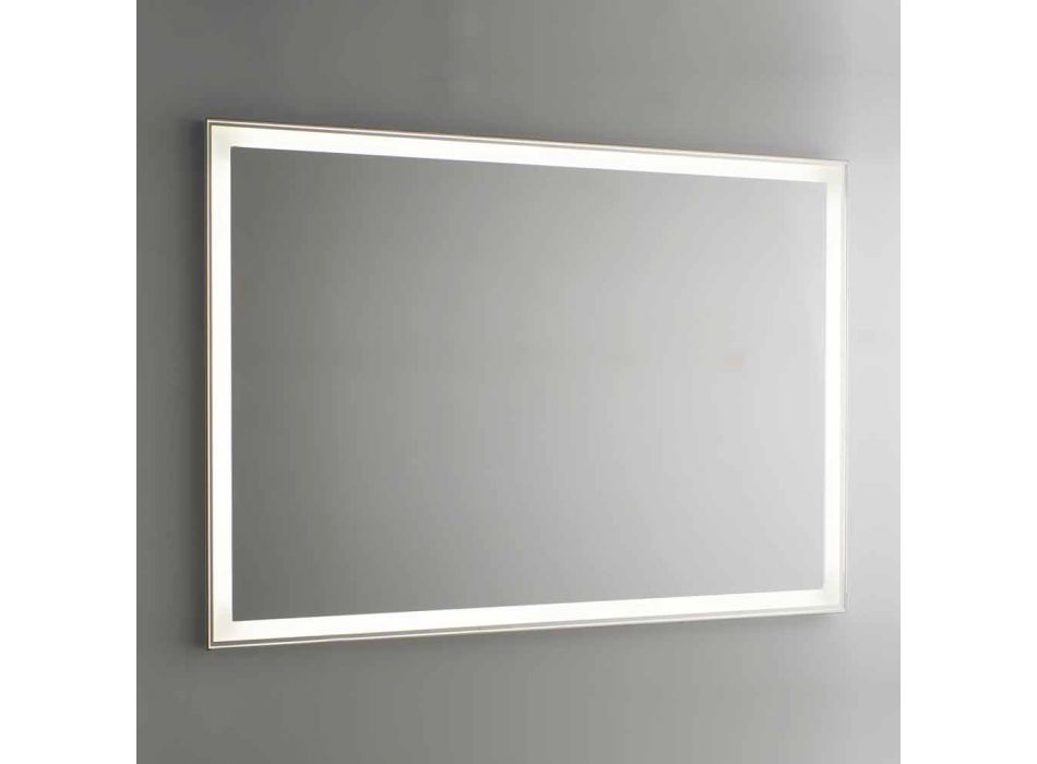 Bathroom Mirror in Imitation Aluminum with Backlight Made in Italy - Palau