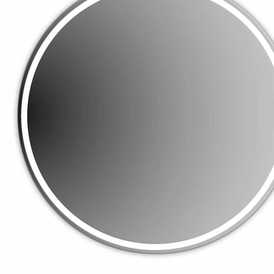 Round Backlit Bathroom Mirror with Sandblasting Made in Italy - Ranio Viadurini