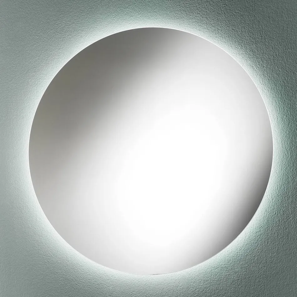 Minimal Round Wall Bathroom Mirror with 4000K LED Light Made in Italy - Roteo Viadurini
