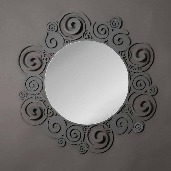 Circular Wall Mirror of Modern Design in Iron Made in Italy - Moira