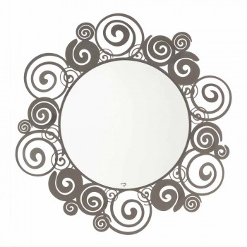 Circular Wall Mirror of Modern Design in Iron Made in Italy - Moira