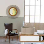 Modern wall mounted mirror in metal and teak Monno Viadurini