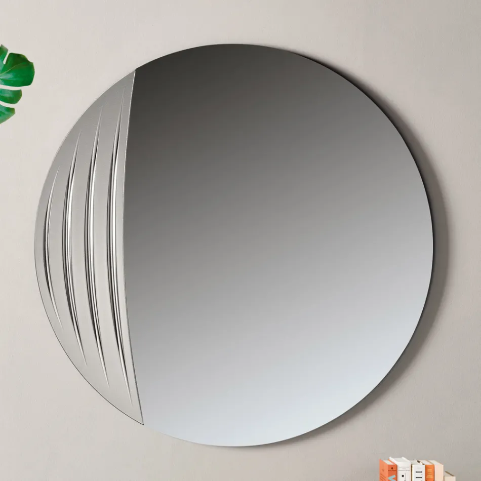 Circular Mirror in Two Sizes and Two Colors Made in Italy - Auren Viadurini