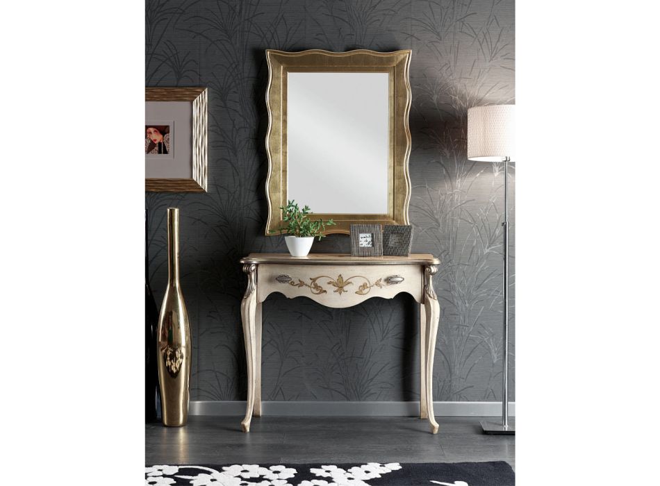 Classic Mirror with Rectangular Gold Frame Made in Italy - Florence Viadurini