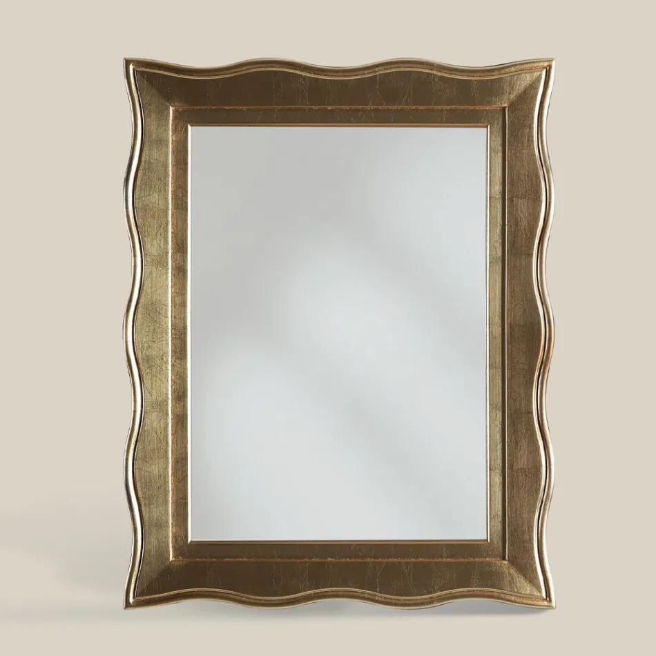 Classic Mirror with Rectangular Gold Frame Made in Italy - Florence Viadurini