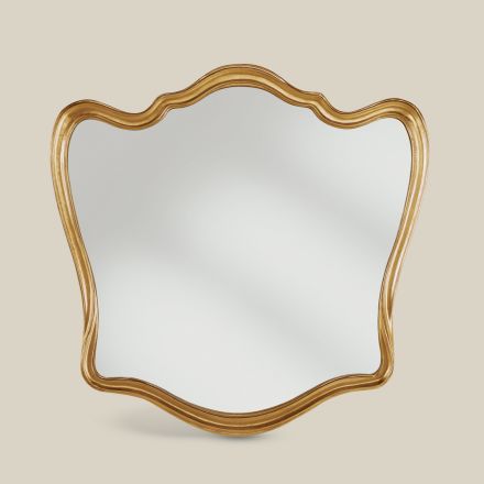 Classic Mirror Shaped Wood Frame Gold Leaf Made in Italy - Jenny Viadurini