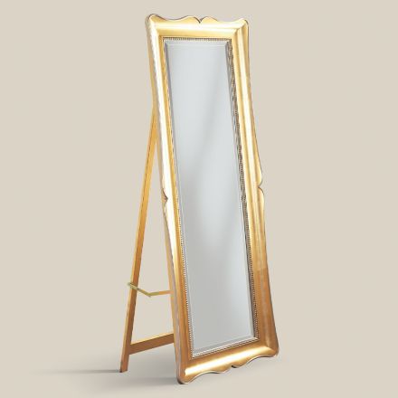 Classic Floor Mirror in Gold Leaf Wood Made in Italy - Florence Viadurini