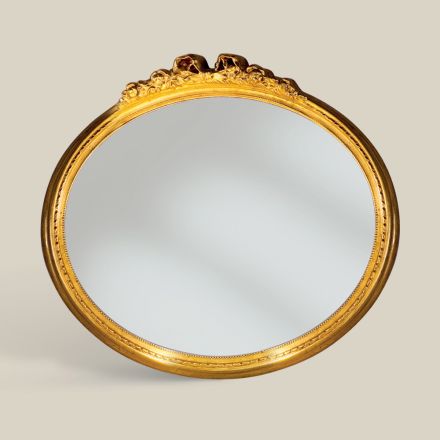 Classic Oval Mirror with Gold Leaf Frame Made in Italy - Precious Viadurini