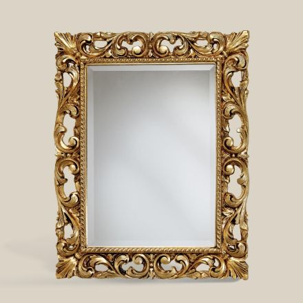 Classic Rectangular Mirror Gold Leaf Frame Made in Italy - Precious Viadurini