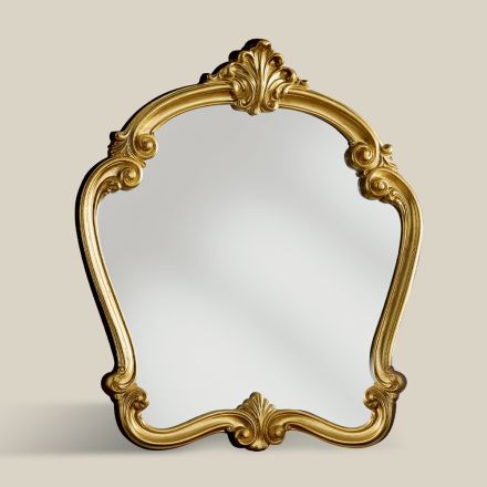 Classic Shaped Mirror with Gold Leaf Frame Made in Italy - Madalina Viadurini